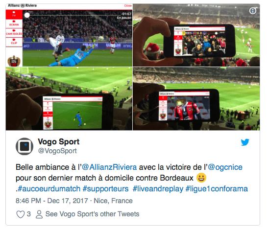 VOGO SPORT brings live video to in venue fans of OGC Nice soccer
